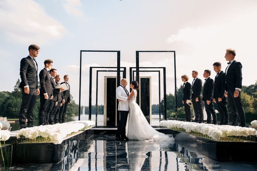 Trendy Wedding Themes and Decor Ideas setup featuring floral arrangements, immersive experiences, and high-end event audio visual production.