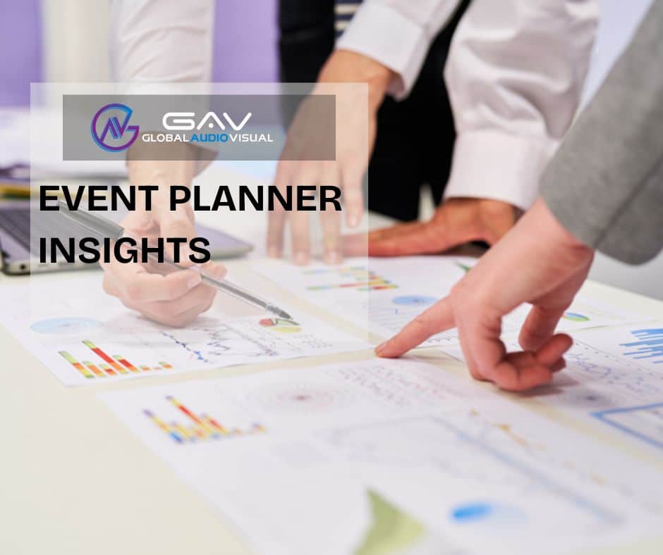 Event planner managing Challenges in Event Planning with team members and AV equipment to ensure a successful event