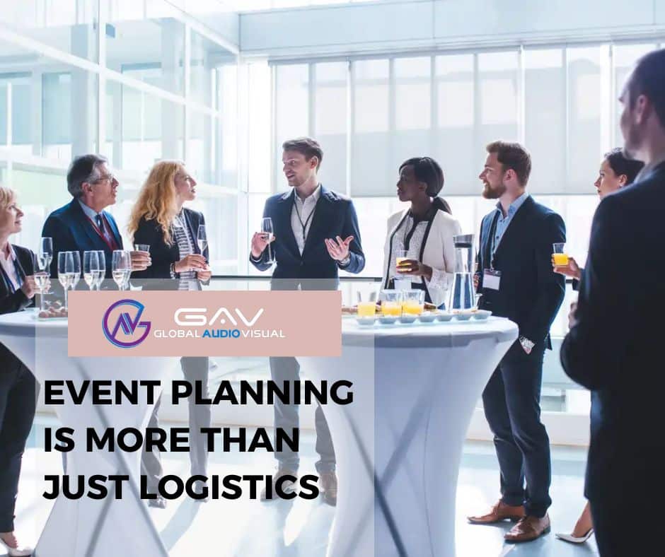 Professional event production team managing event logistics, audio-visual equipment, and planning to ensure a successful, stress-free event.