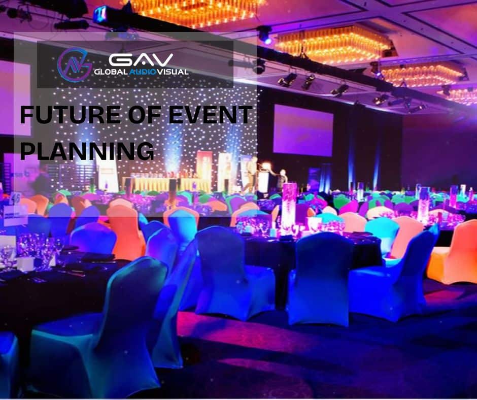 Illustration of AI and automation in event planning, highlighting technology and attendee engagement.