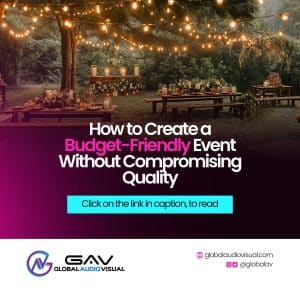 A well-organized event setup with elegant décor and attentive guests, exemplifying a budget-friendly event without compromising quality.