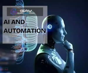 Illustration of AI and automation in event planning, highlighting technology and attendee engagement.