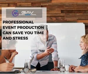 Professional event production team managing event logistics, audio-visual equipment, and planning to ensure a successful, stress-free event.