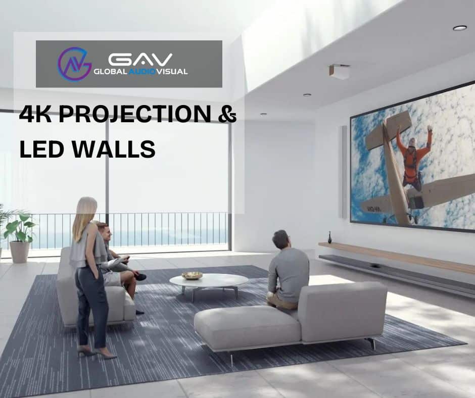 High-definition 4K Projection & LED Walls creating an immersive event experience with vibrant visuals and dynamic lighting.